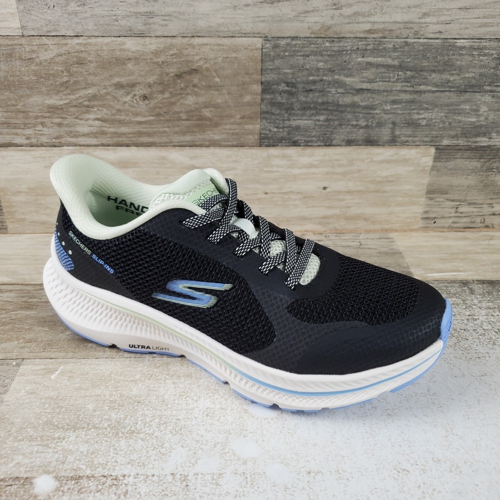 Skechers Go Run Consistent 2.0 Captiva Womens Shoes Sz 7.5 Black Mint Sneakers